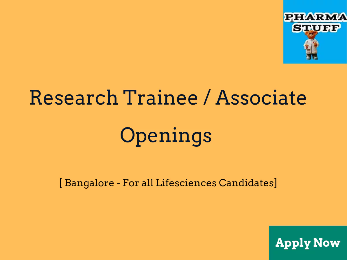 Research Trainee/ Associate Vacancies - Immunitas Biosciences 