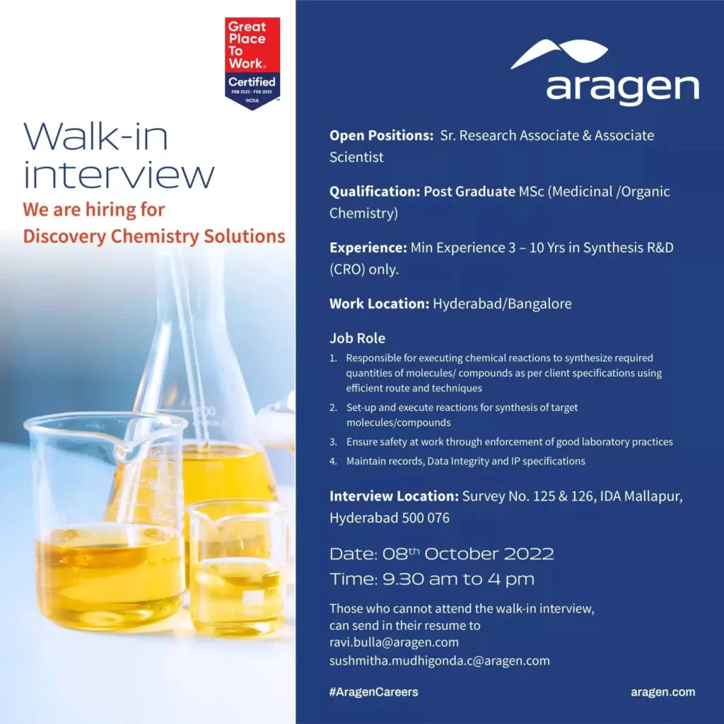 aragen lifesciences walk in discovery chemistry solutions3378468345309872770