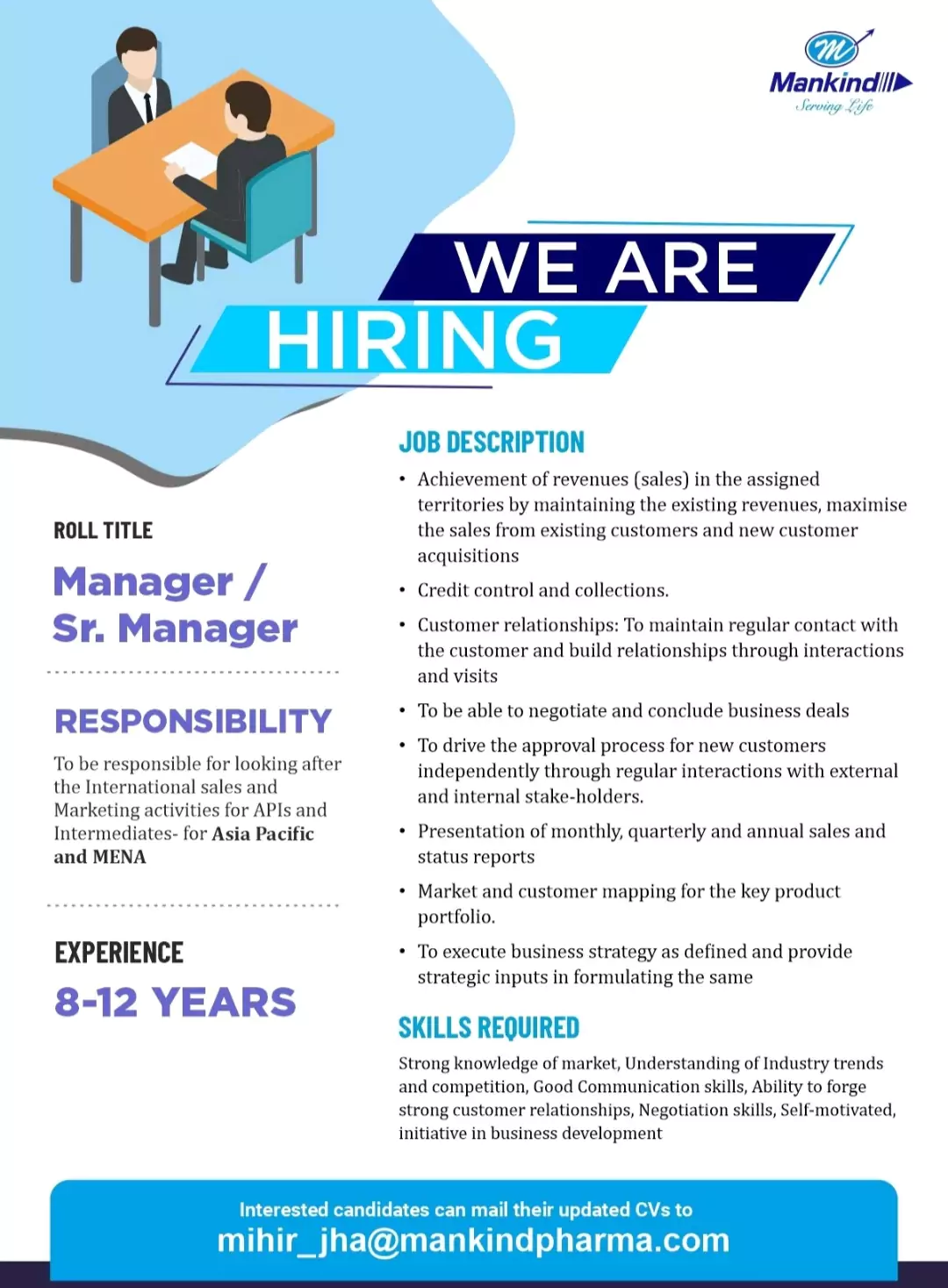 Mankind Hiring for Manager, Sr. Manager positions