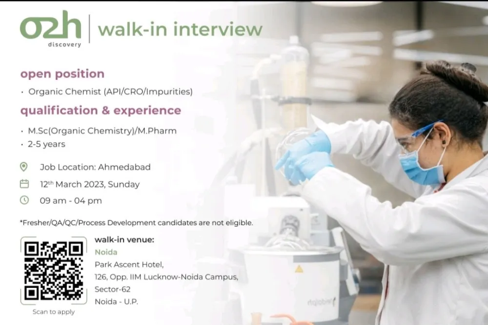 02h discovery Organic Chemist openings for MSc (Organic Chemistry)/M Pharmacy candidates