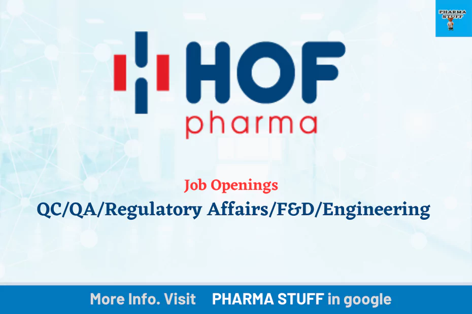 Job Openings in Pharma Formulation Company - QC/QA/Regulatory Affairs/F&D/Engineering Departments