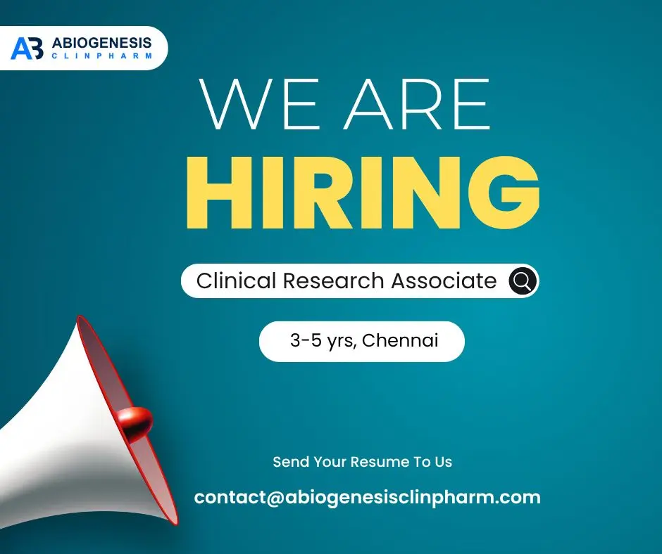 A3 Abiogenesis Clinpharm Hiring Clinical Research Associate (CRA)