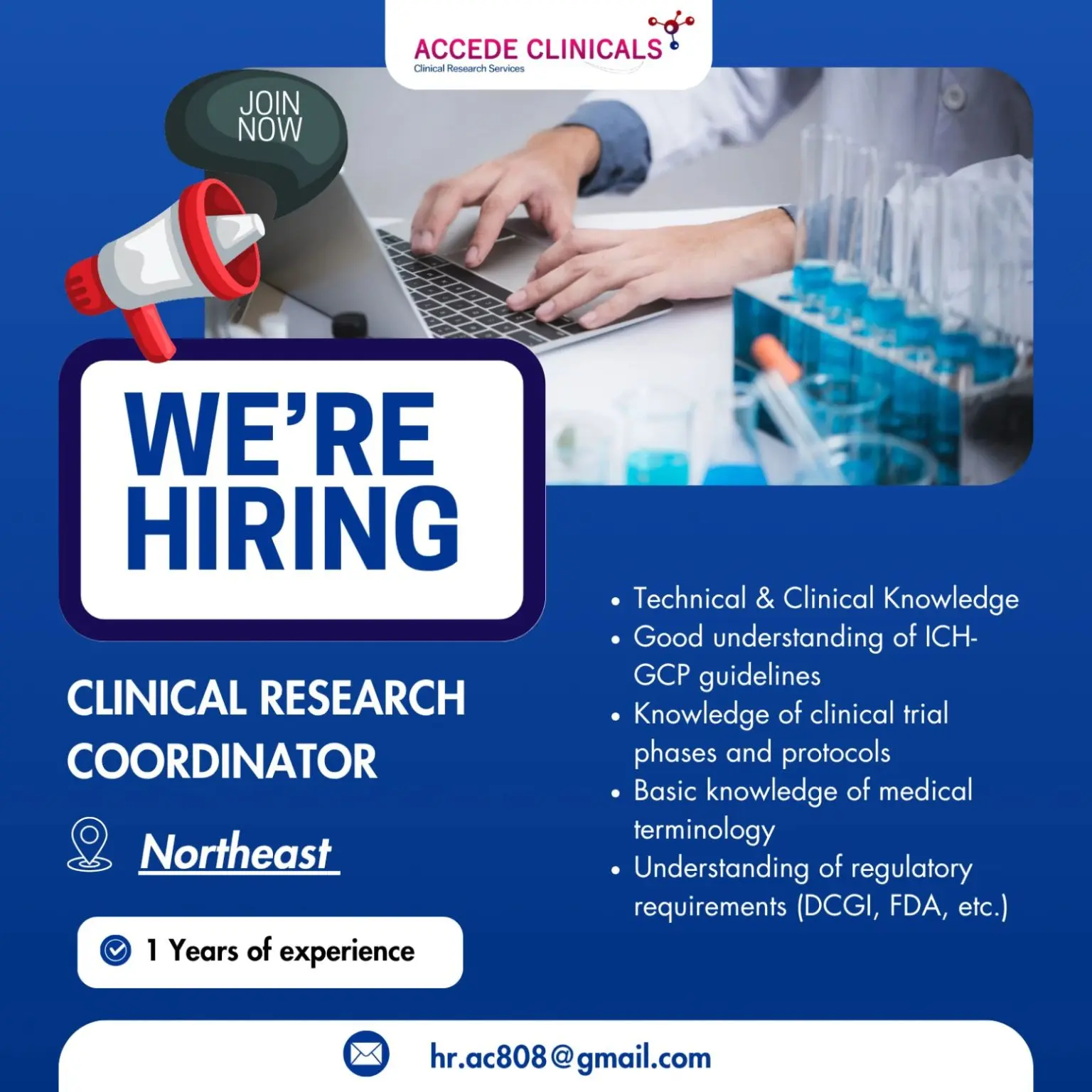 Accede Clinicals Hiring Clinical Research Coordinator