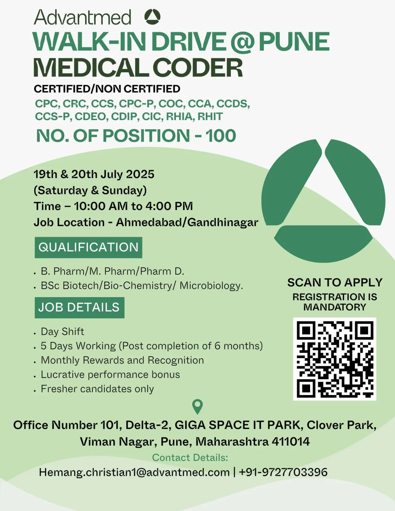 Advantmed India Walk-In Medical Coding – Certified & Non-Certified