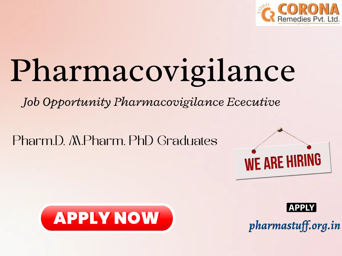 Apply for Executive - Pharmacovigilance role at CORONA Remedies, Ahmedabad