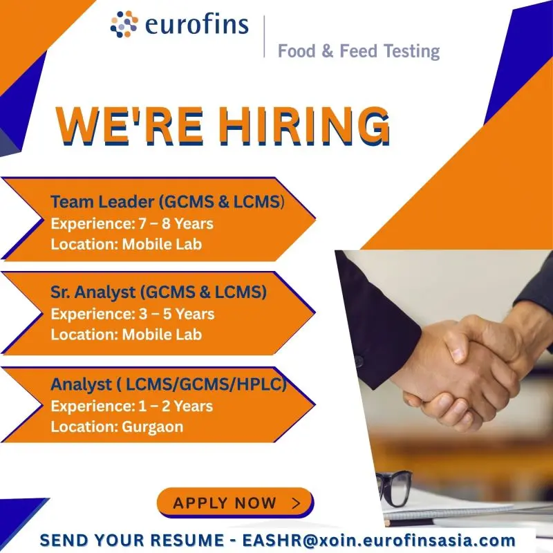 Eurofins Hiring Food & Feed Testing – LCMS, GCMS, HPL