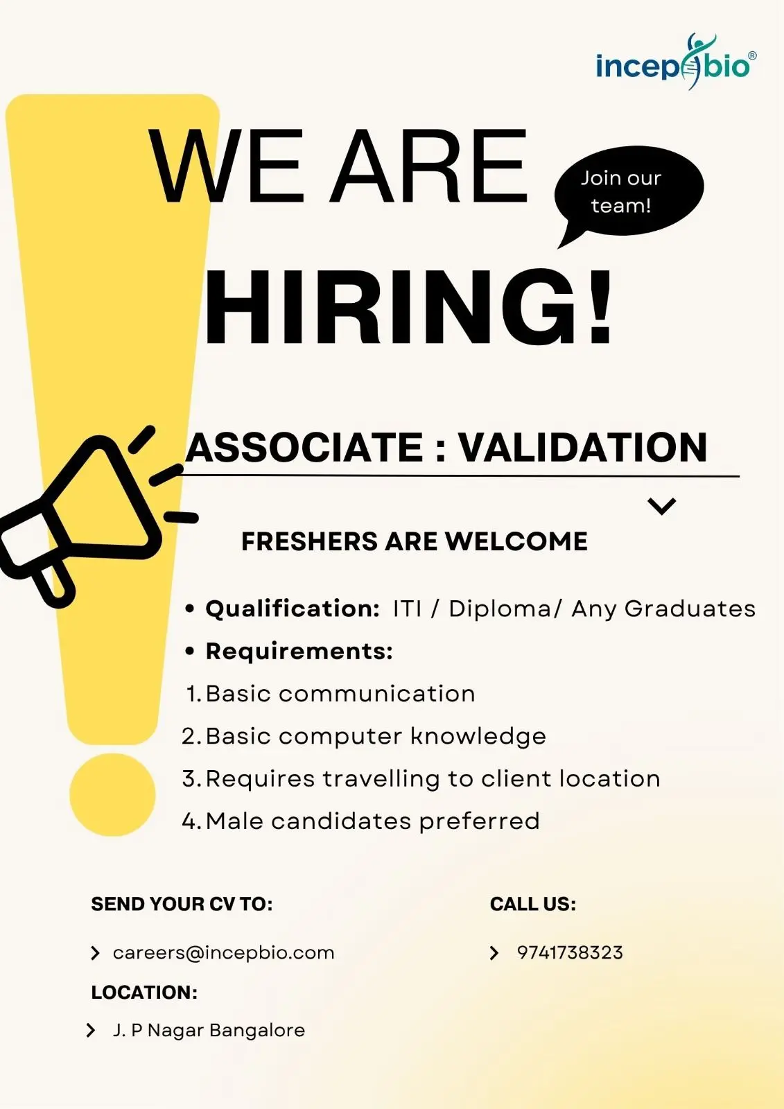 Incep Bio Hiring Associate – Validation