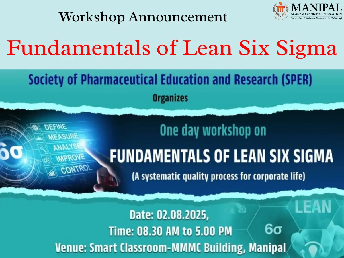 Workshop Announcement Fundamentals of Lean Six Sigma - MAHE