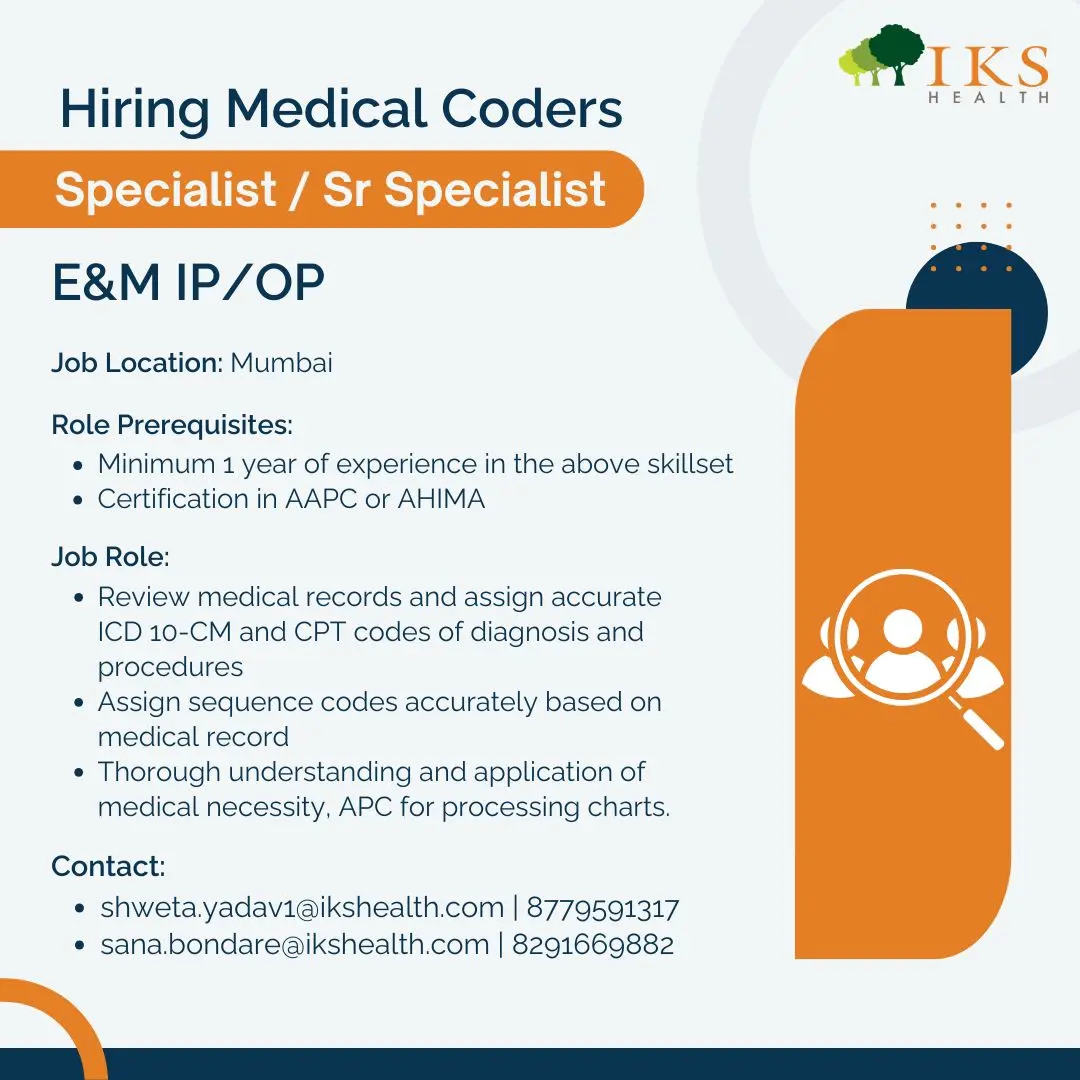 IKS Health Hiring Medical Coder Specialist