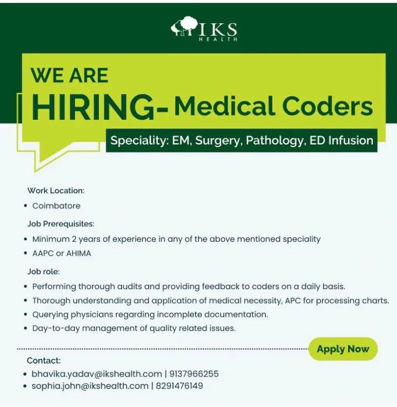 IKS Health Hiring Medical Coders