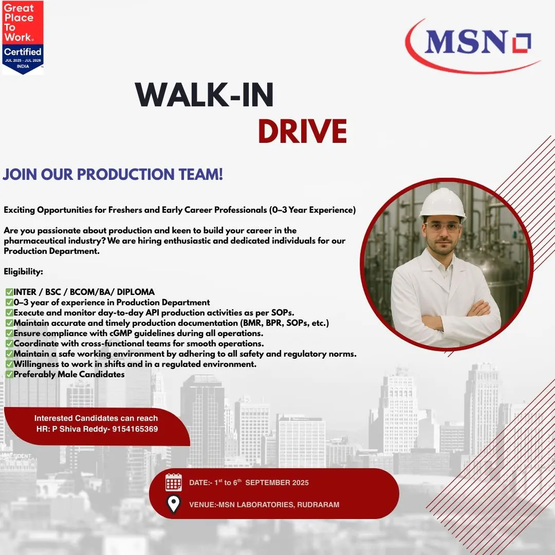 MSN Laboratories Walk-in Production Department (1)