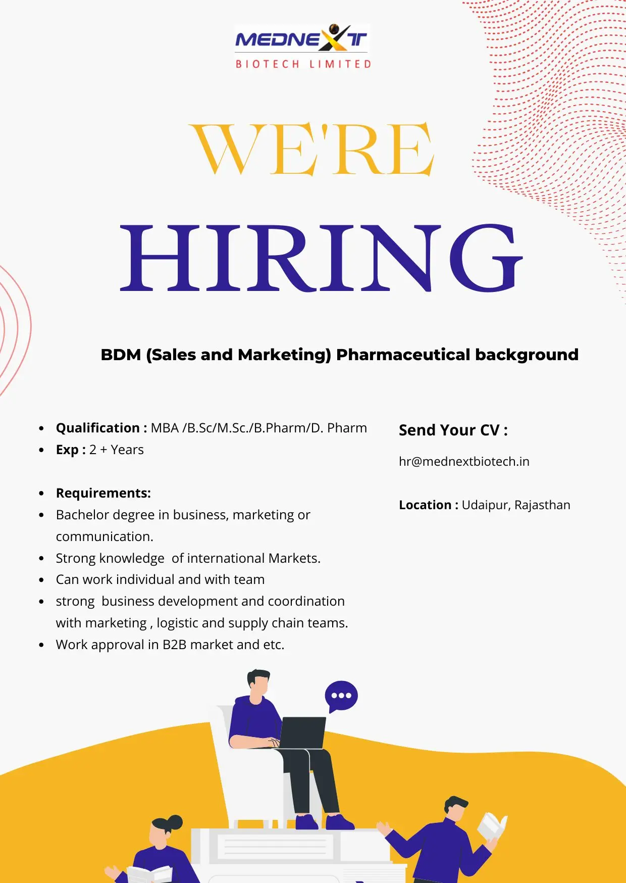 Mednext Biotech Hiring Business Development Manager (Sales & Marketing)