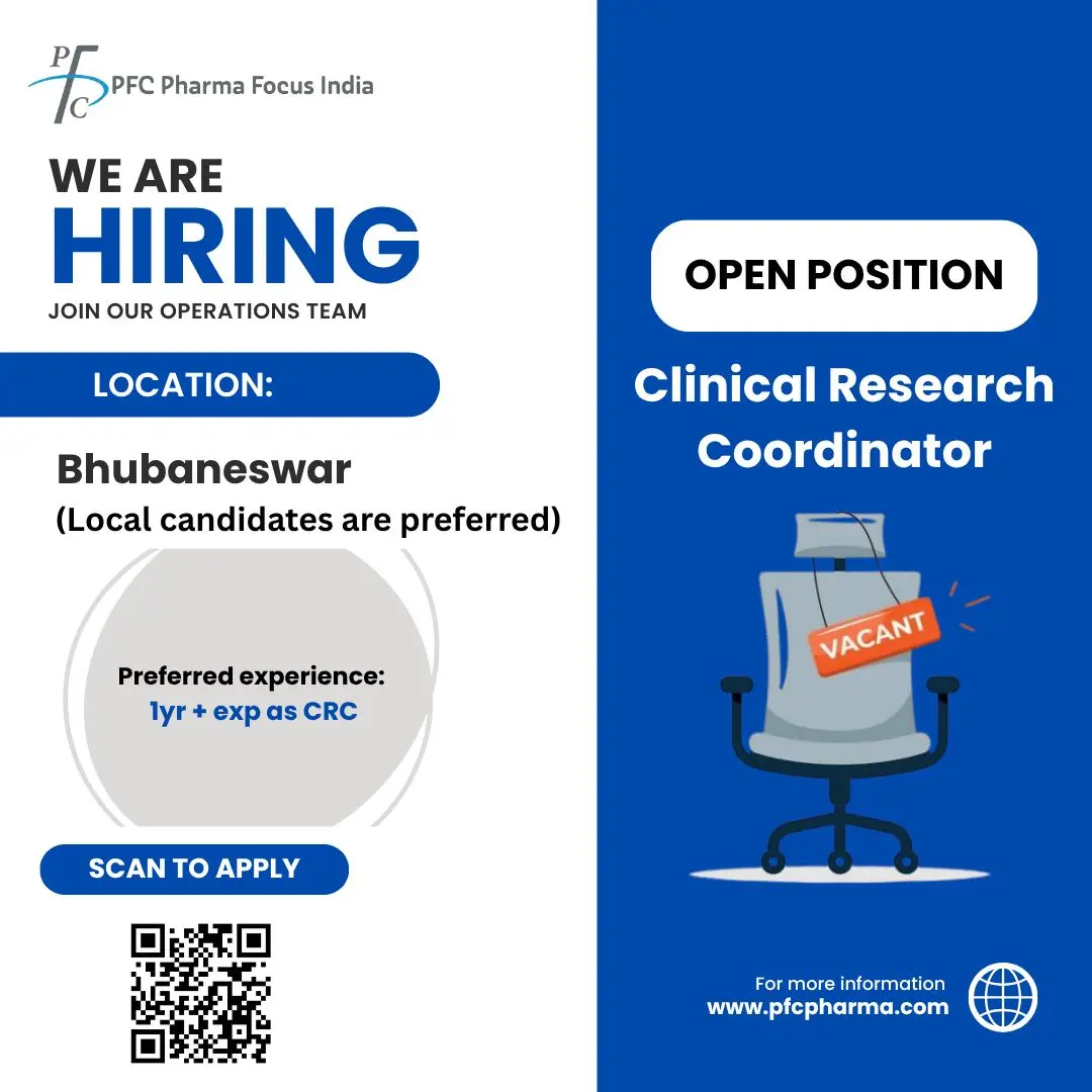PFC Pharma Focus India Hiring Clinical Research Coordinator