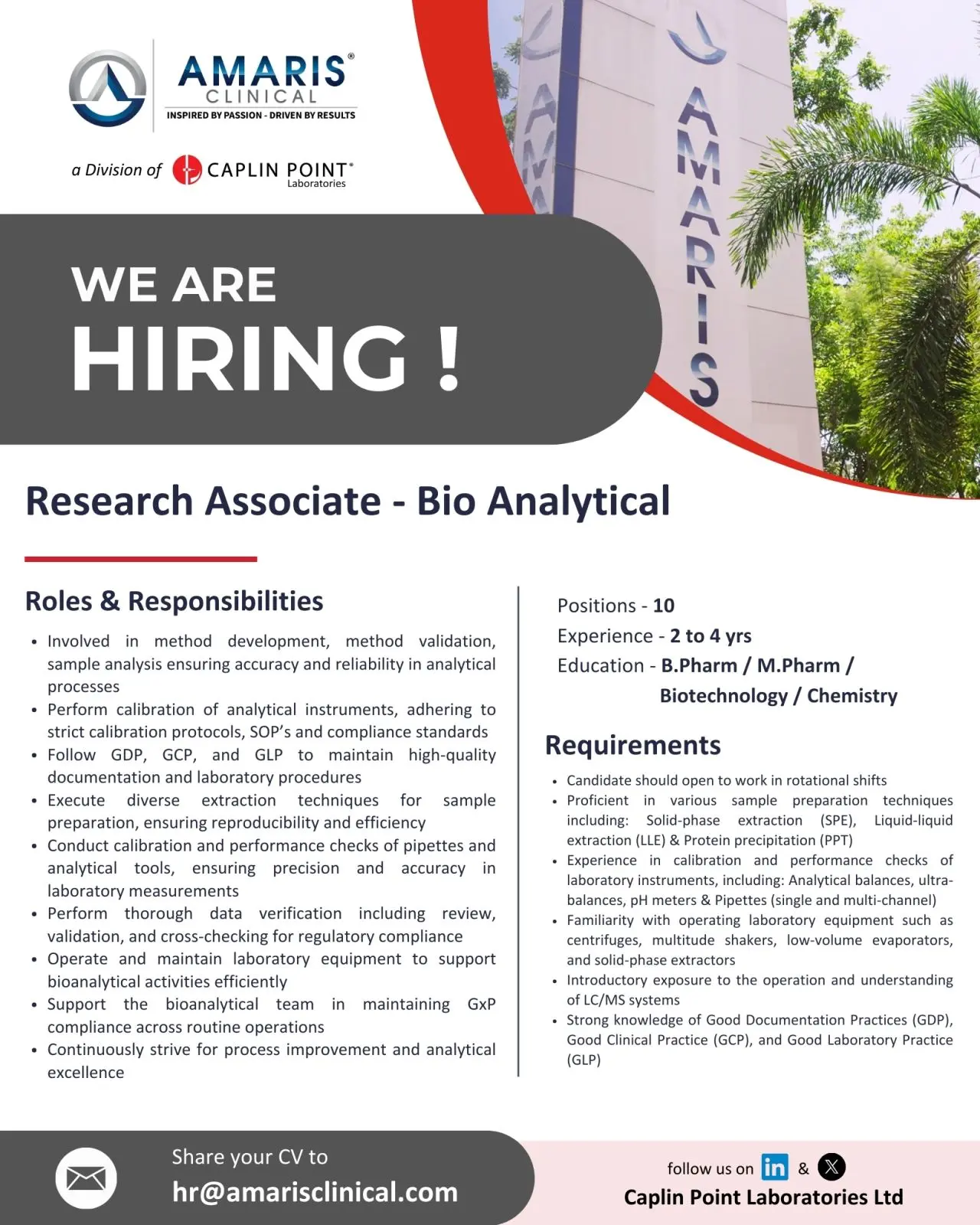 Amaris Clinical Hiring Research Associate – Bioanalytical (1)