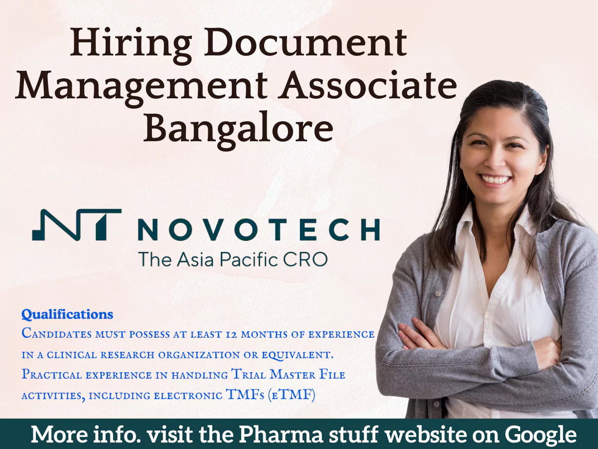 Novotech Hiring Document Management Associate in Bangalore