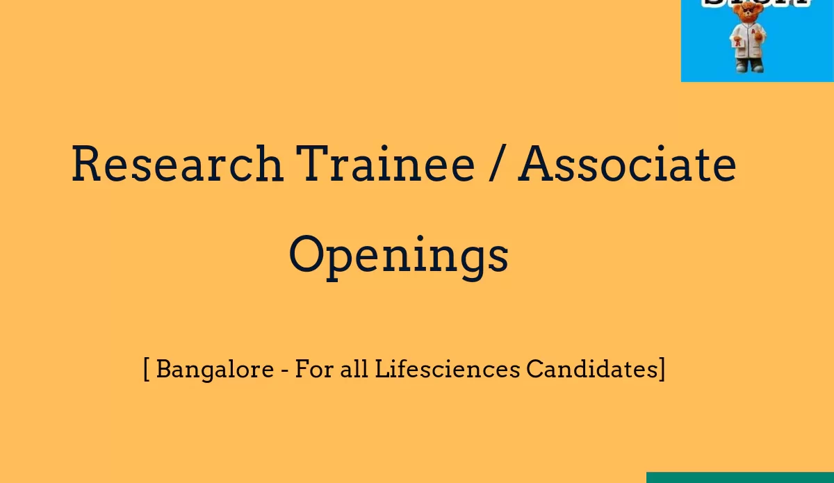 Research Trainee/ Associate Vacancies - Immunitas Biosciences