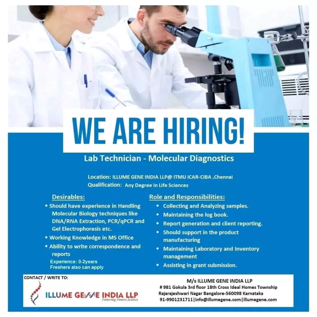lab technician molecular diagnostics vacancies bangalore6529017658663731457 Lab Technician - Molecular Diagnostics Vacancies - Bangalore - all Lifesciences eligible