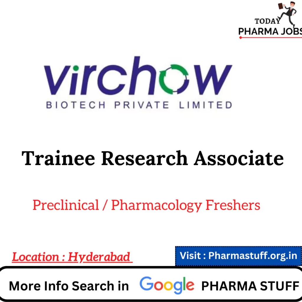 virchow biotech fresher job vacancies1189369699303044151 Trainee Research Associate Openings for Preclinical / Pharmacology Freshers