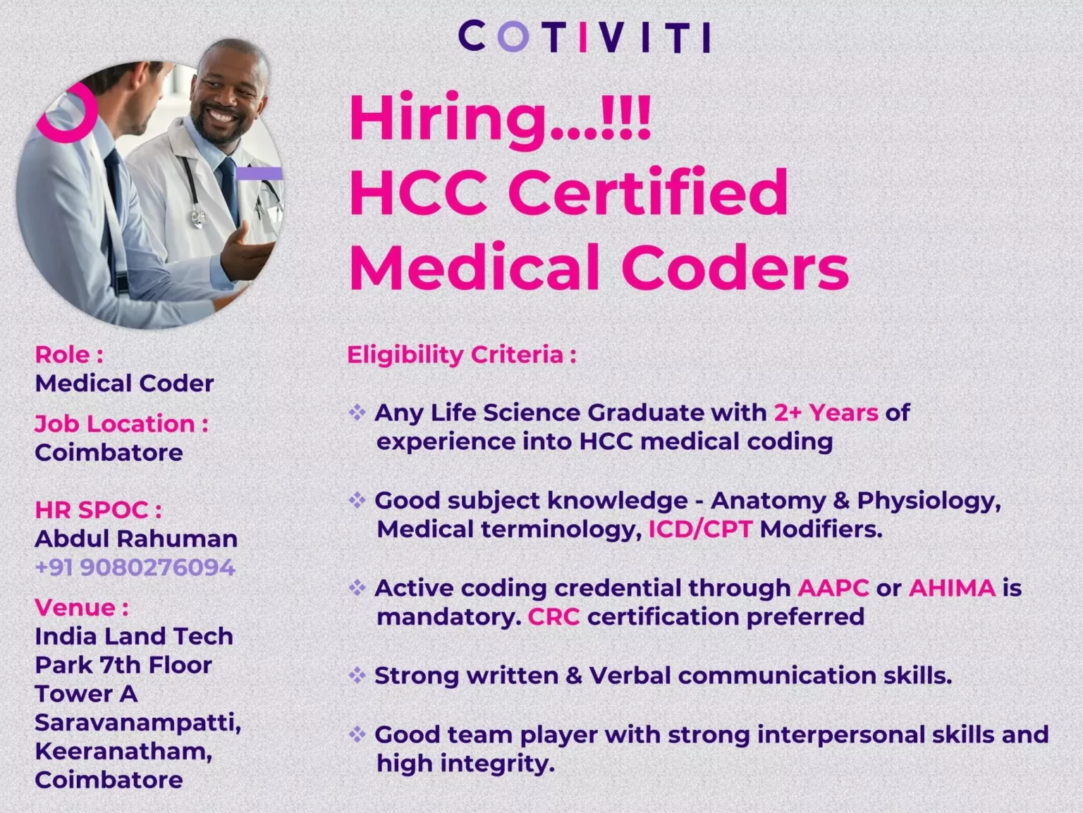 Cotiviti Hiring HCC Certified Medical Coders