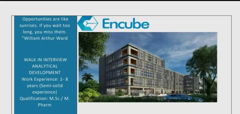 encube ethicals walk in interview analytical development5555277394624883837 Today Pharma Jobs