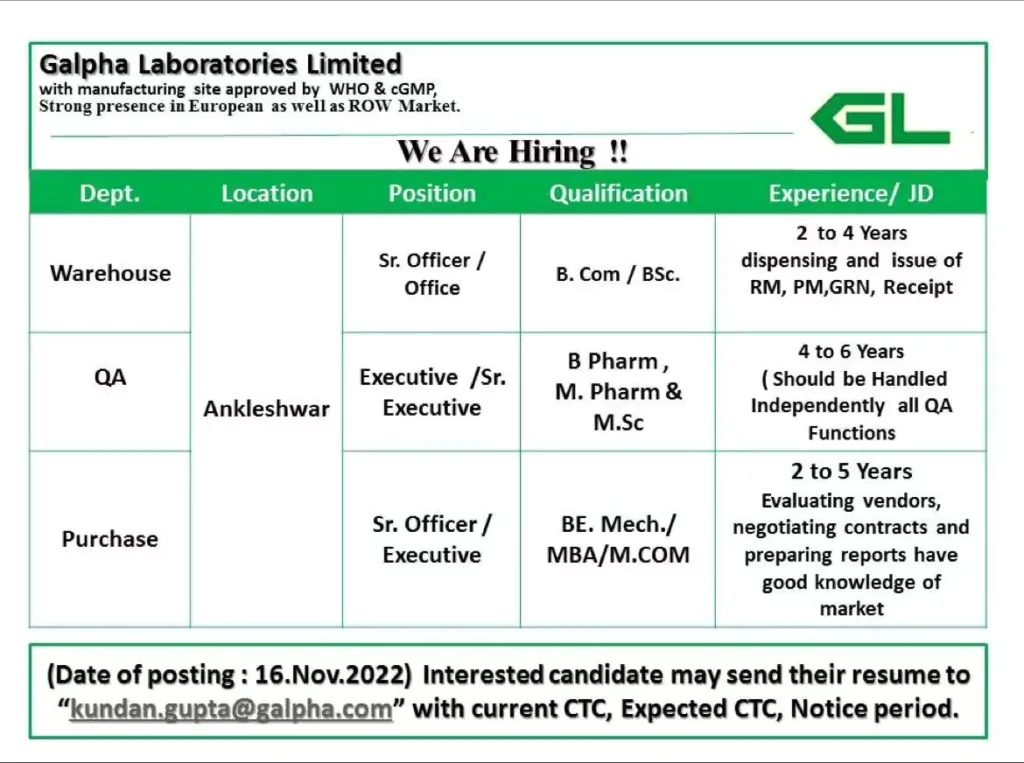 galpha laboratories hiring warehouse quality assurance6036087490977232402