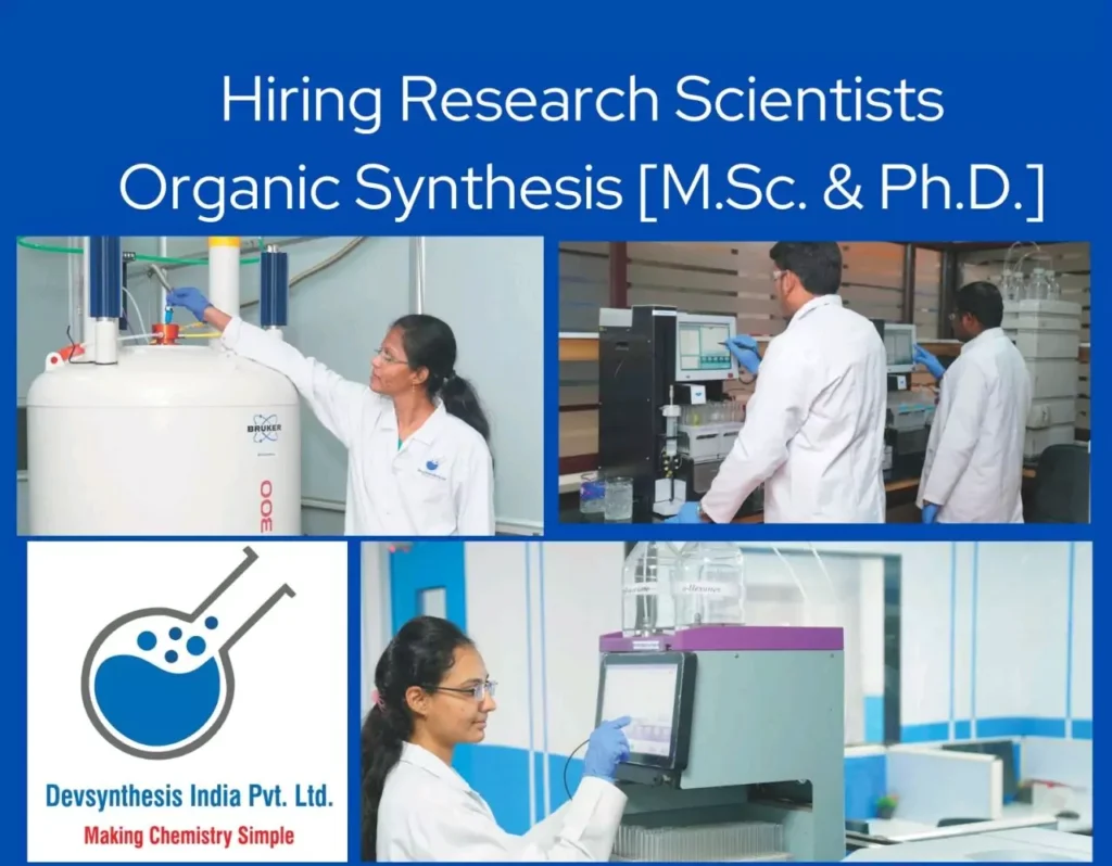hiring research scientists organic synthesis msc phd