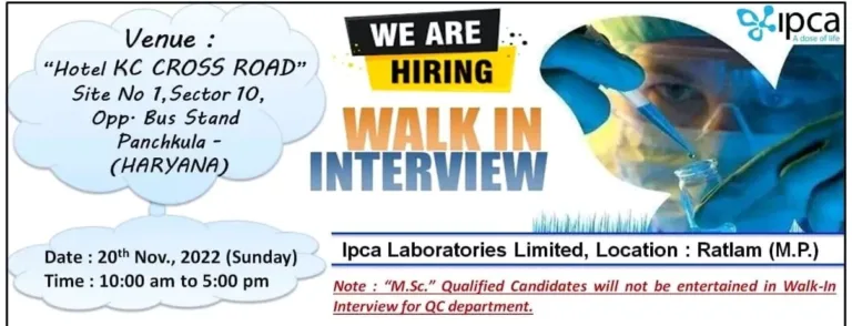 ipca laboratories walk in interview at ratlam7431216088410273660 Today Pharma Jobs
