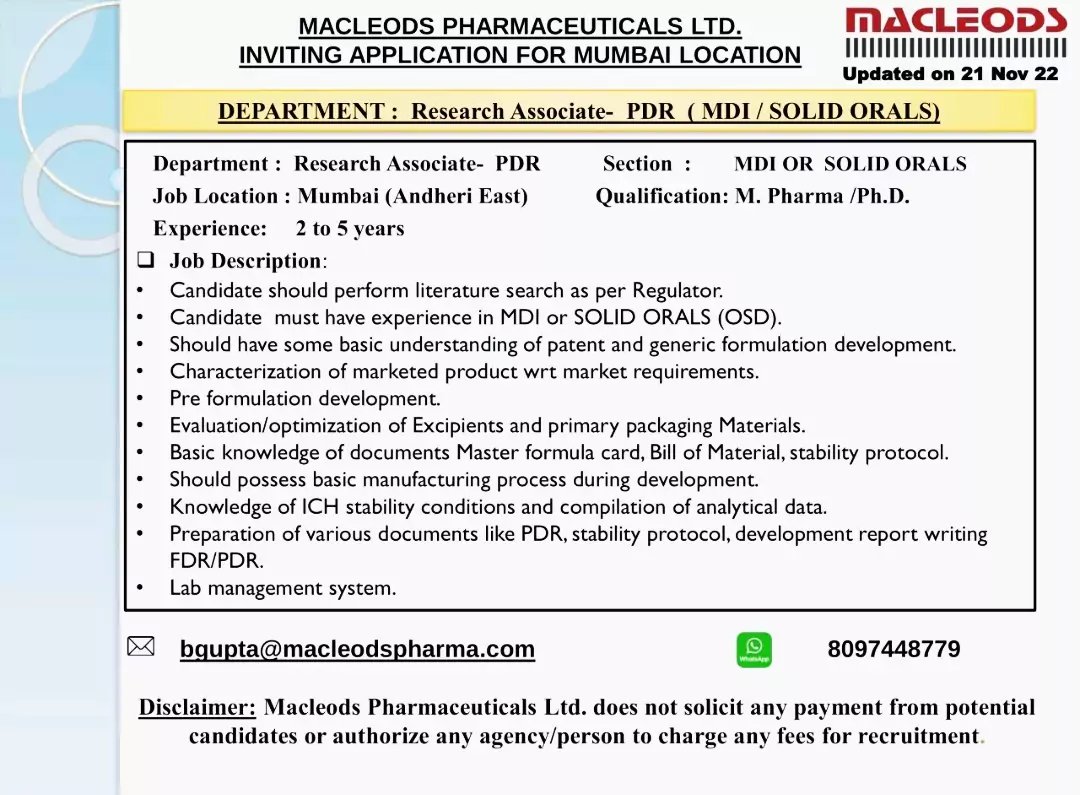 %titl macleods pharmaceuticals inviting applications for research822772832007507418