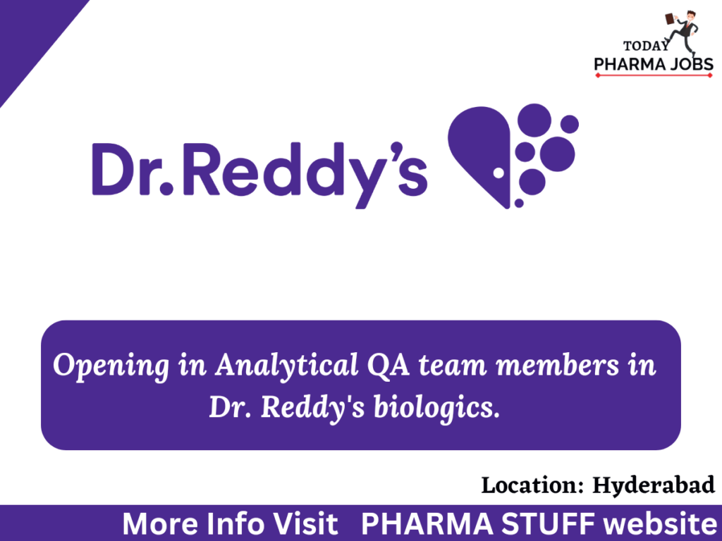 opening in analytical qa team members in dr reddys
