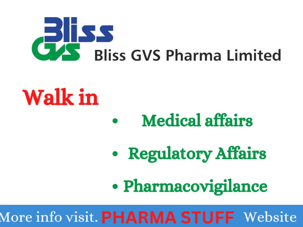 Gvs Pharma Walk in - Medical, Regulatory Affairs and Pharmacovigilance