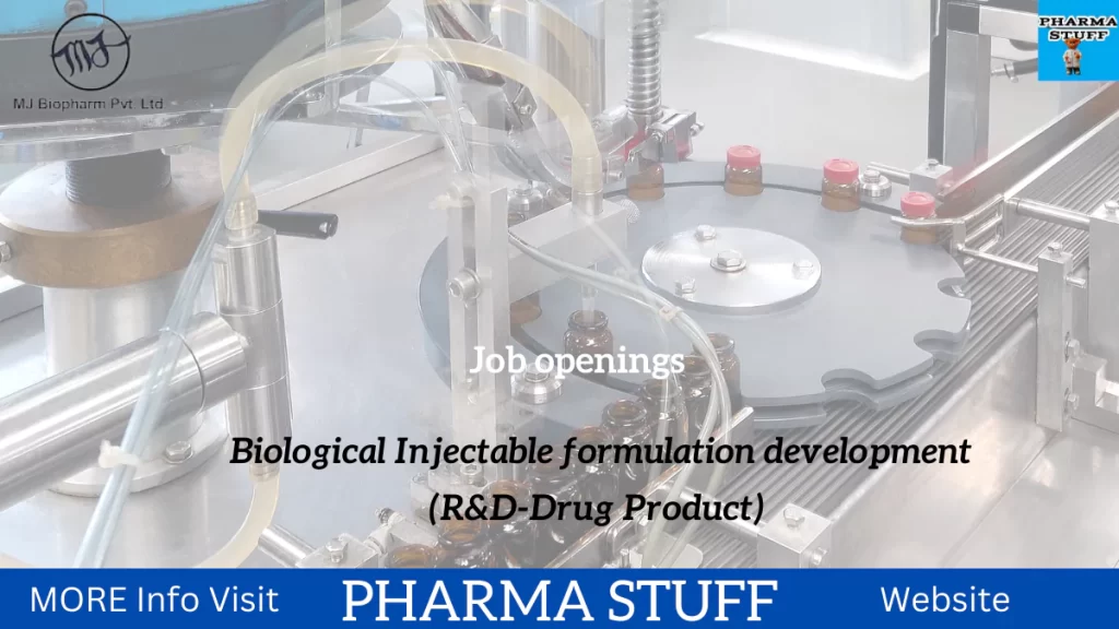 Biological Injectable formulation development (R&D-Drug Product) Job openings in mj biopharma