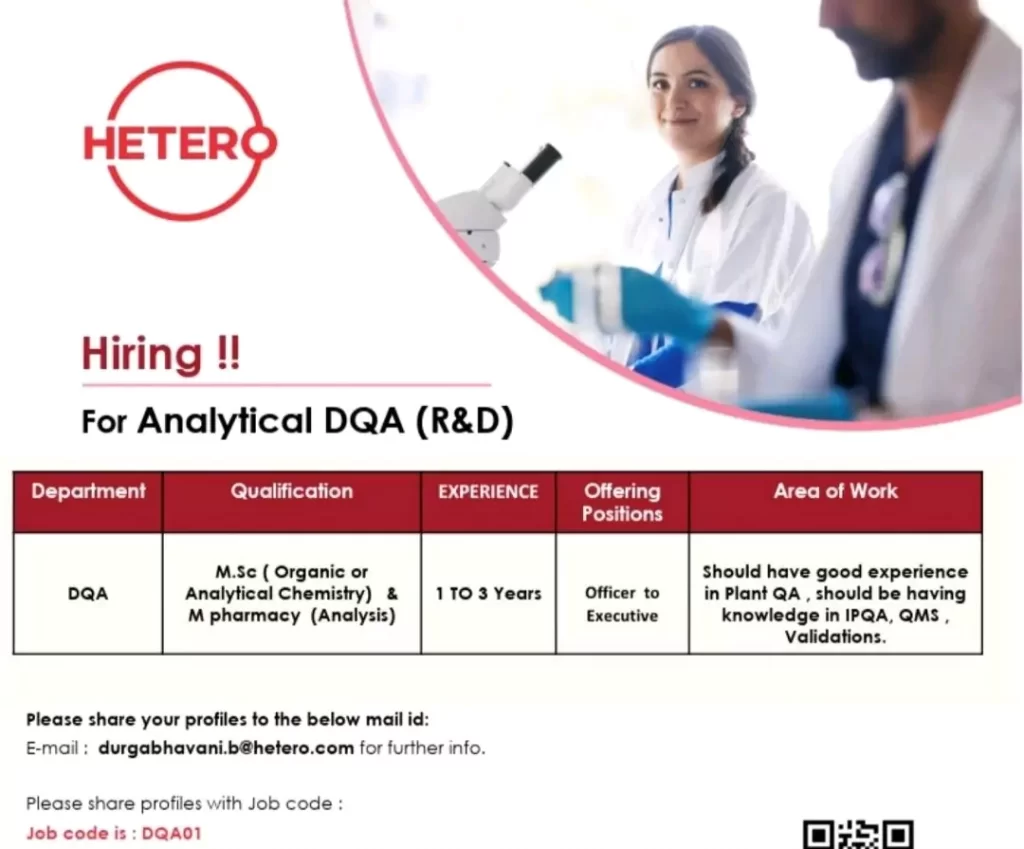 hetero job openings in Analytical DQA Job openings in hyderabad