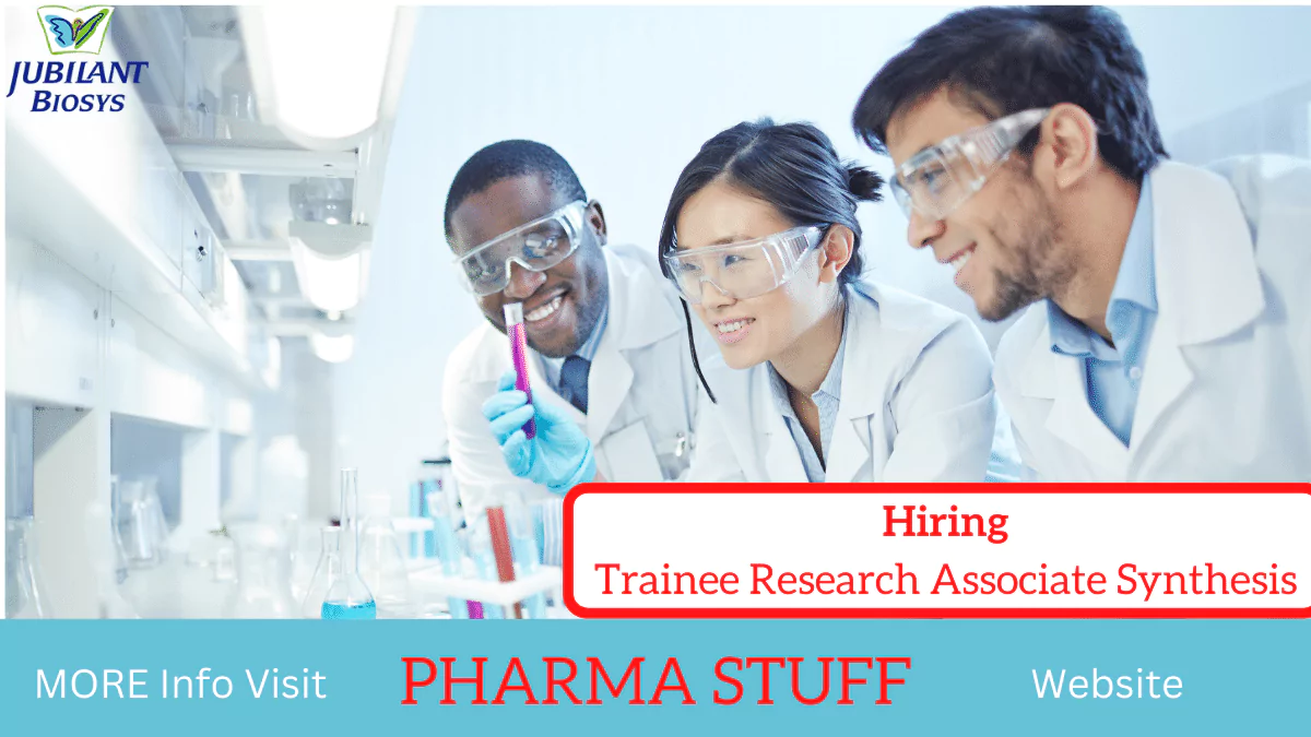 Trainee Research Associate Synthesis job openings at Jubilant Biosys - Noida
