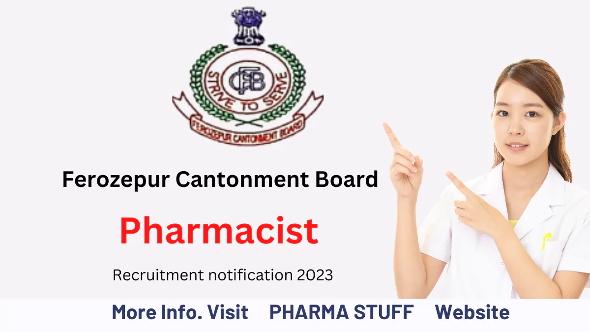 Ferozepur Cantonment Board Pharmacist Recruitment notification