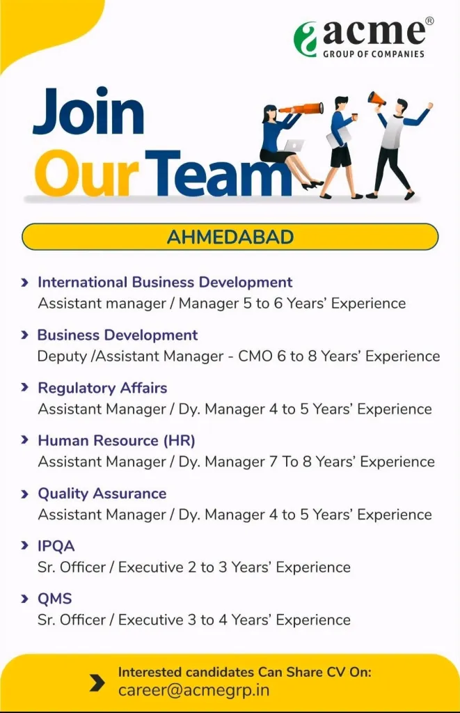 %titl Acme Group Multiple opening in RA QA HR Business Development