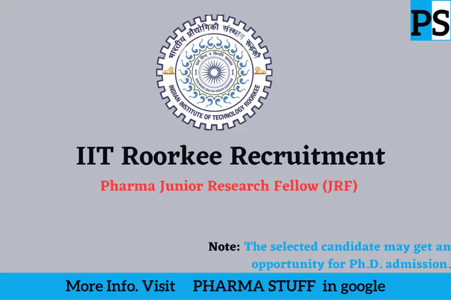 IIT Roorkee Recruitment; Pharma Junior Research Fellow (JRF)
