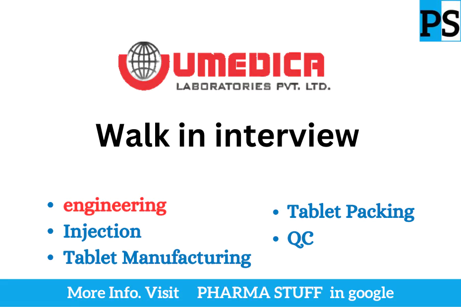 UMEDICA Laboratories Walk-In for Freshers and Experienced Candidates in Multiple Departments on 2nd April 2023