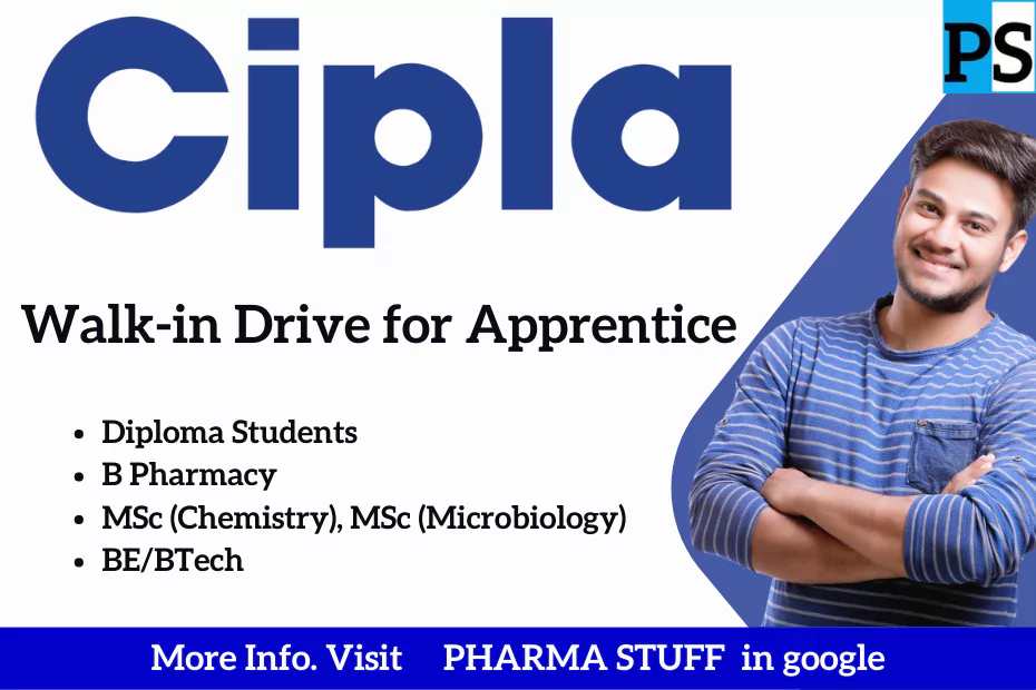 Cipla Ltd. Walk-in Drive for Apprentice: Opportunities in Formulation