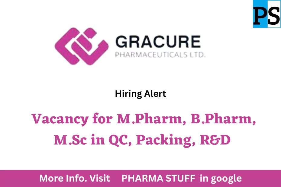 Gracure Pharmaceutical jobs; QC, Research and development, Packing