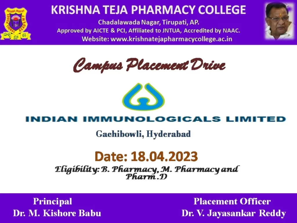 Mega Campus Drive for Freshers in Top Pharma Manufacturing Industry in Hyderabad