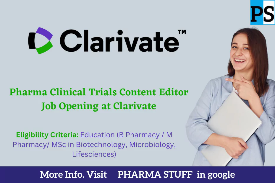 Pharma Clinical Trials Content Editor Job Opening at Clarivate
