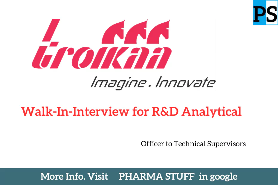 Troikaa Pharmaceuticals Ltd Conducts Walk-In Interview for R&D Analytical Positions
