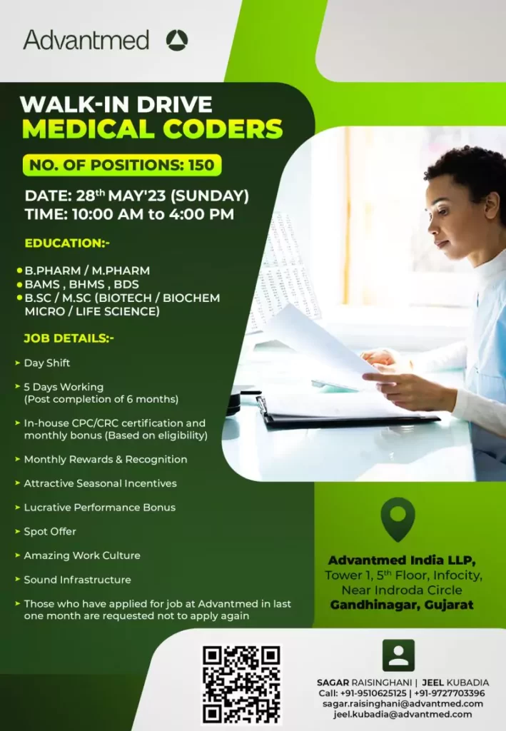 125+ Medical coding fresher job openings advantmed company