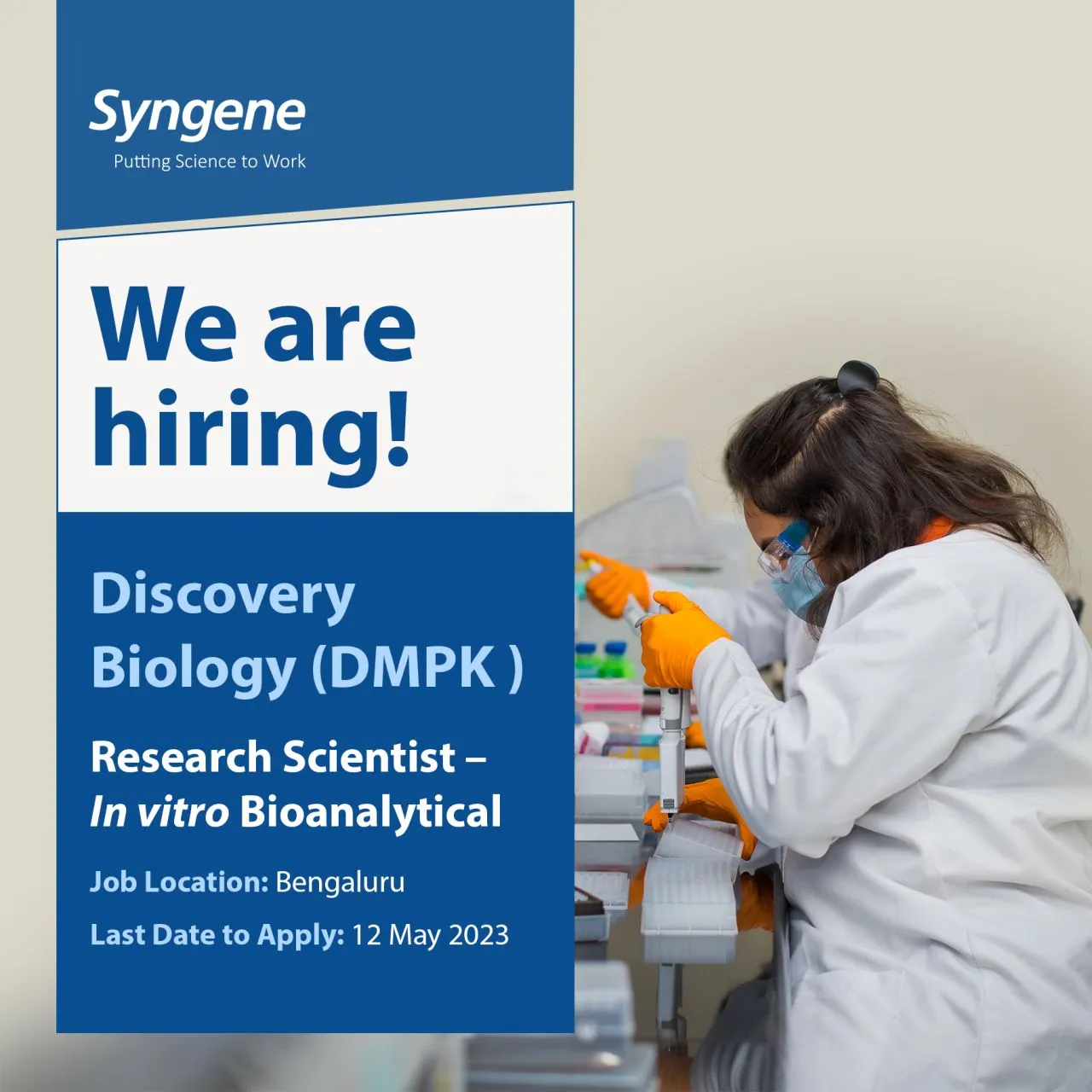 %titl Syngene International Limited Job vacancy for Research Scientist In vitro Bioanalytical for DMPK team Discovery Biology