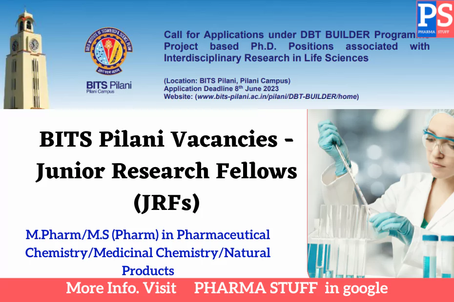 BITS Pilani JRF & PHD Opportunity for M.Pharm/M.S (Pharm) Students