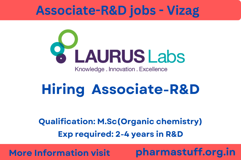 Laurus Labs hiring Associate-R&D vizag