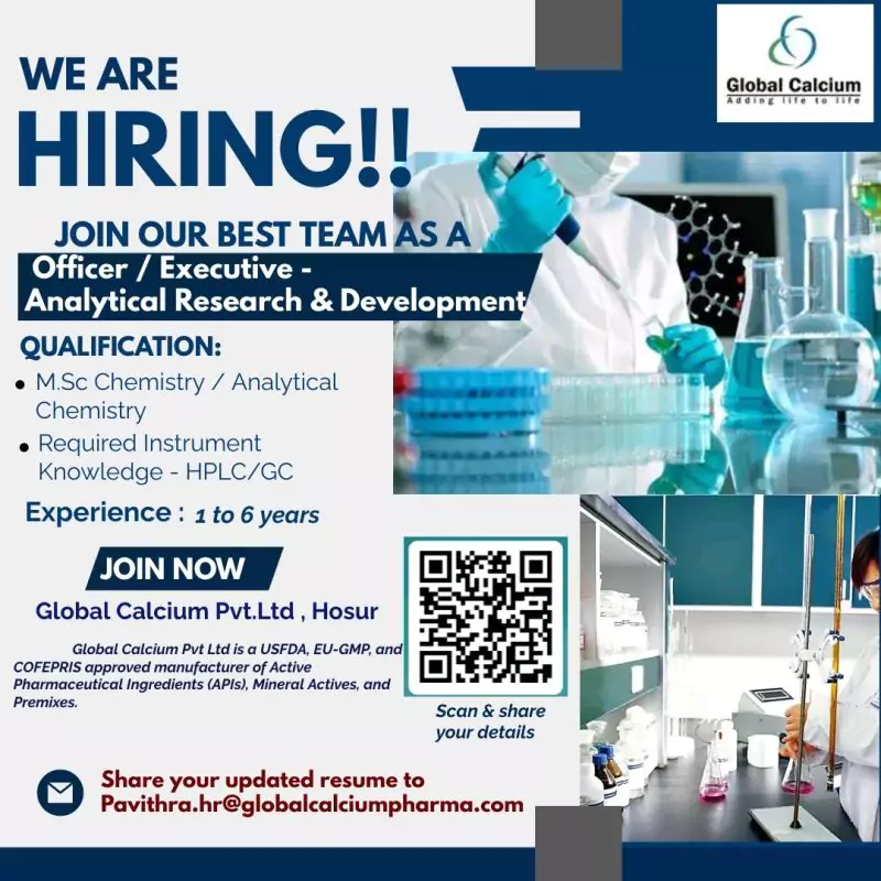 Global Calcium Hiring Officer  Executive - Analytical Chemistry Research & Development