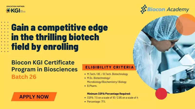 Biocon KGI Certificate Program in Biosciences