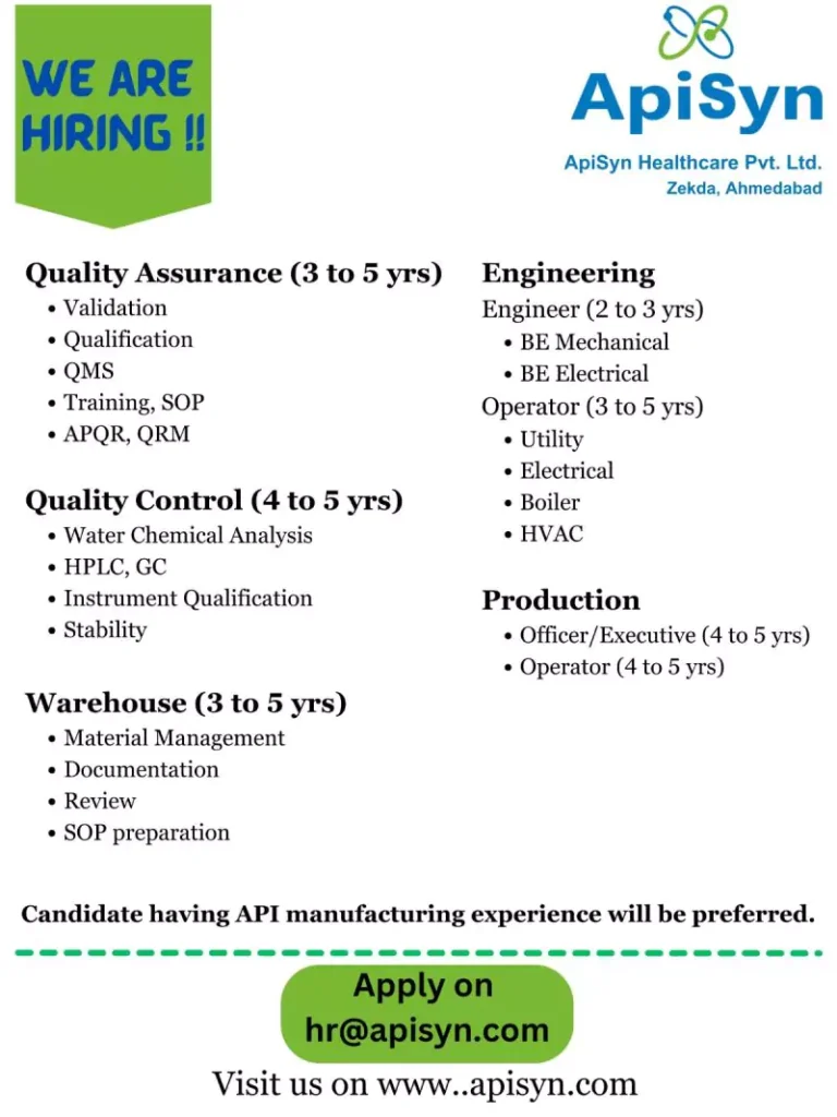 "Career Opportunities at ApiSyn Healthcare Pvt. Ltd."