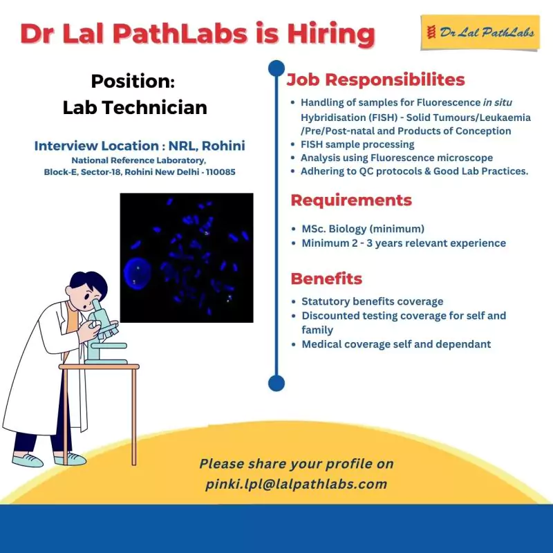 Lab Technician Job at Dr. Lal PathLabs New Delhi